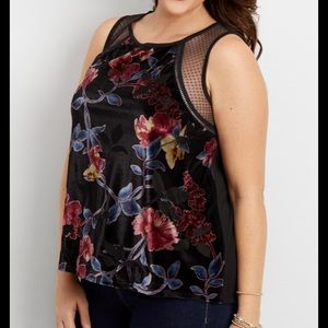 NWT - Maurices - floral velvet tank w/mesh